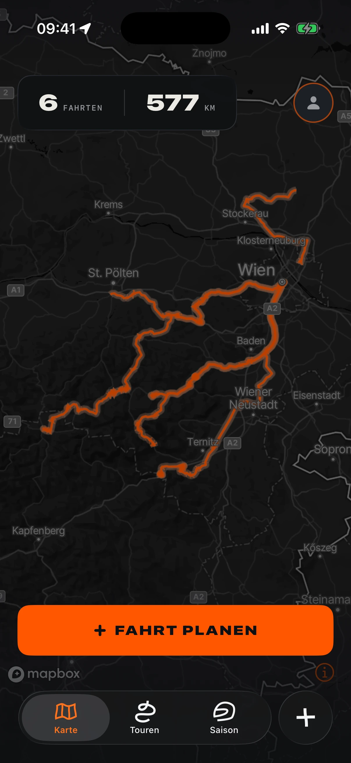 Karte mit allen Fahrten